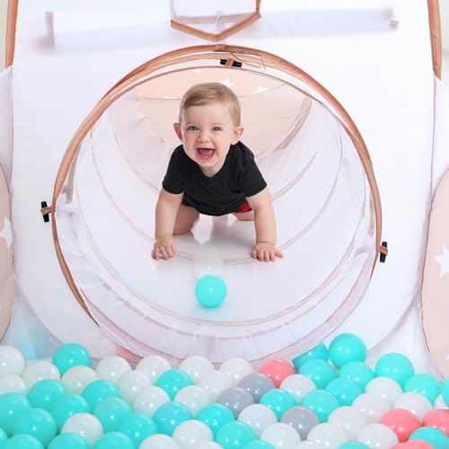 SISTICKER 3 in 1 Kids Play Tent: with Baby Ball Pit and Play Tunnel - Toddler Climbing Toys for Boys Girls Babies - Indoor Outdoor Pop Up Tunnel Toys Gift for Year Old (Balls NOT Included)
