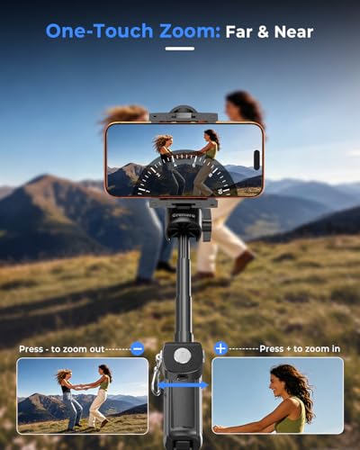Image of GRENARO Tripod Stand for Phone, Mini Selfie Stick Tripod with Magnetic & Clamp Holder, Up to 16.5in, 4-Leg Base, Lightweight & Portable, Detachable Bluetooth Remote for iPhone /Android Vlog /Photo