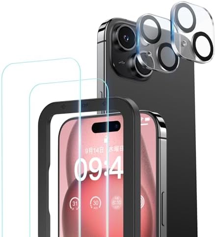 Amazon | iFace iPhone 15/14 Pro ガラスフィルム ガイド枠付き 