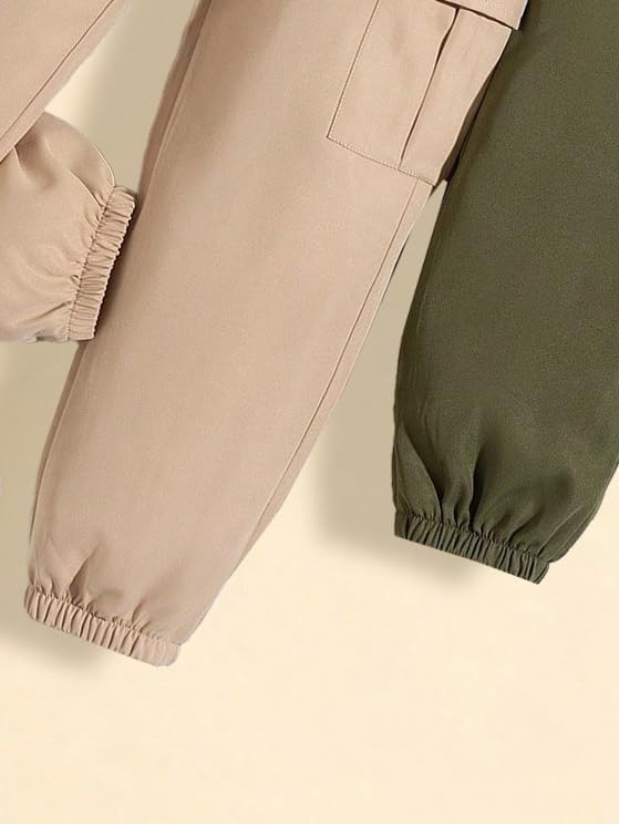 Girls Cargo Pants Elastic Waist Baggy Joggers Sweatpants Loose Casual Trousers with Pockets for Girl 7-14 Years4