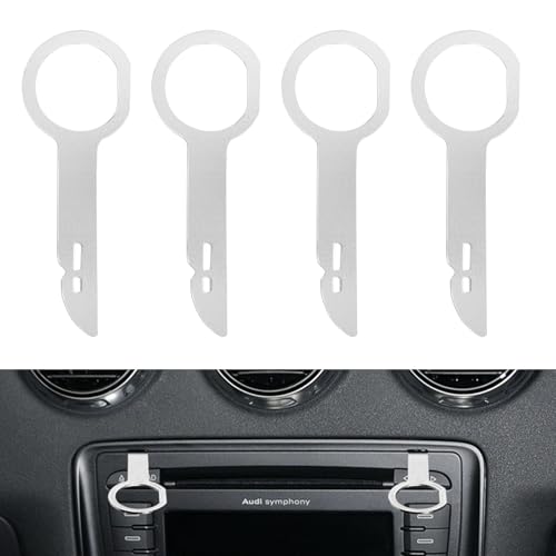 flintronic Autoradio Adaptateur Demontage, 4pcs Clé Extraction Autoradio, Outils de Démontage Autoradio en Acier Inoxydable pour Voiture Radio, Tableau de...