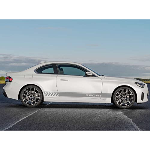 Image of QianBao Auto Racing Body Door Side Stripe Graphic Vinyl Sticker Style 9 Gray