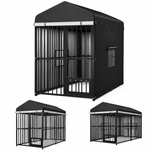 Mulinsonfly 8x4 FT Heavy Duty Outdoor Dog Kennel with Full Cover