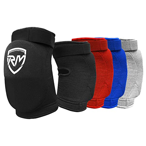 RingMaster Sports Elasticated Elbow Pads Guard Martial Arts MMA Thai Boxing Wrestling Cycling Taekwondo (Black, Small)