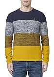  Koroshi Jersey Punto Cuello Redondo Texturizado a Rayas de Algodón para Hombre Amarillo, M