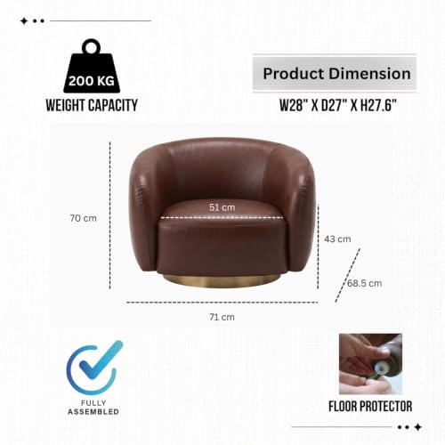 Image of Kingsman Furnitures Brok Swivel Luxury Accent Arm Chair 360 Degree Rotatable Sofa for Home | Bedroom, Living & Drawing Room | Ultra Soft and Comfortable for Lounge (Espresso, Swivel)