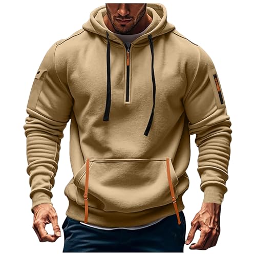Hoodies for Men Quarter Zip Pullover Tactical Sweatshirt Vintage Long Sleeve Jacket Casual Hoodie With Pockets2