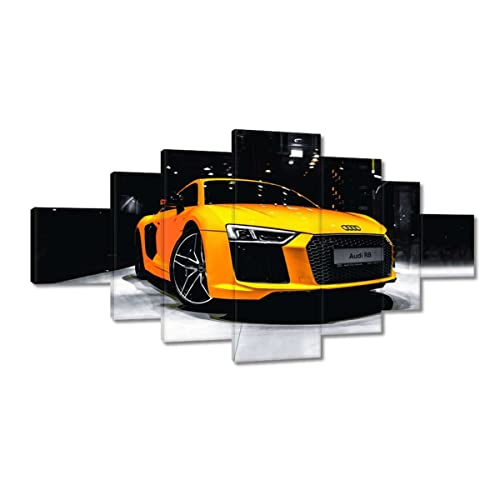 Tableau imprimé sur toile 200x100cm Voiture jaune R8 de salon