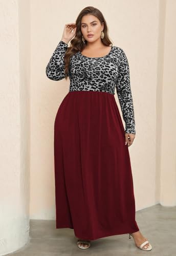 Image of Nemidor Women Plus Size Casual Maxi Dress Long Fall Pockets