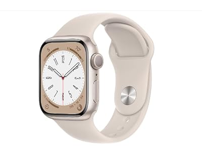 Apple Watch Series 8 (GPS, 41 mm) Starlight Aluminium Case with Starlight Sport Band, One size(Ricondizionato)