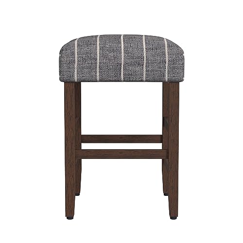 Image of HomePop Open-Back Counter Stool, 24-Inch, Midnight Gray Stripe