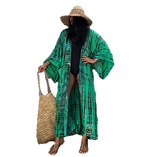 Cárdigan kimono largo para cubrir el bañador con diseño holgado y fresco
