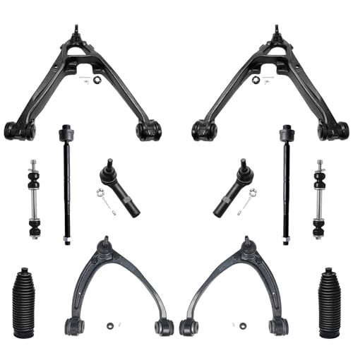 Image of Detroit Axle - 14pc Front Suspension Kit 2007-2013 Chevy Silverado 1500 | GMC Sierra 1500, 2 Struts w / Coil Spring 4 Upper Lower Control Arms w /Ball Joints 4 Inner Outer Tie Rods 2 Sway Bars 2 Boots