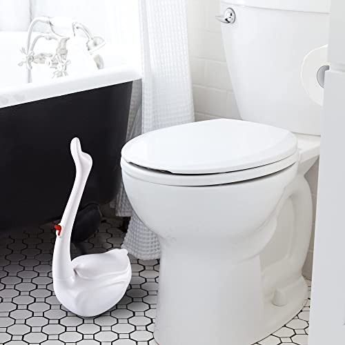 Effacera Disposable Swan Toilet Bowl Brush Holder Cleaning System, Toilet Refills Fresh For Bathroom Scrubber Cleaning Supplies, Elegant Swan Shape Toilet Brush Holder, 1 Wand+1 Holder+18 Refills #TOP5