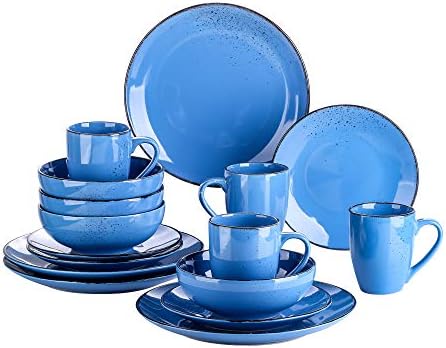 vancasso Navia Tropical Dinner Set, Stoneware Vintage Look Multicolored Dinnerware Tableware, 16 Pieces Dinner Service Set for 4, Include Dinner Plate, Dessert Plate, Cereal Bowl and Mug