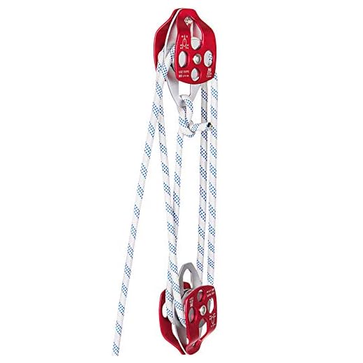 Twin Sheave Block and Tackle 7700LBS Pulley 100Ft, 1/2Inch Double Braid Rope