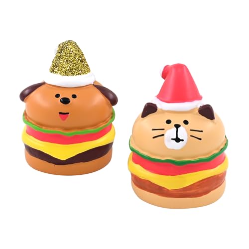RAQWI Hamburger Cat Figurines Miniature Fast Food Accessories for Office, Home Decoration Perfect for Desk Decor