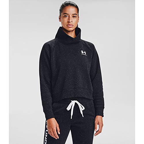 Under Armour Women s Rival Fleece Wrap Neck Pullover , Black (002) White , Large