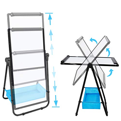 Image of Dry Erase Board with Stand - Double Sided 28 inchx20 inch Portable Writing Whiteboards, Height Adjustable & 360 Rotating U Stand Magnetic Whiteboard for Home, School, Restaurant & Presentation