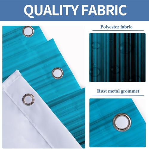 Image of AAtter Blue and Black Shower Curtain, Modern Ombre, 60x72 Inch, 12 Hooks | Abstract Striped Polyester Fabric, Dark Trendy Masculine Style, Cool Anime Design, Gradient Bathroom Decor for Men