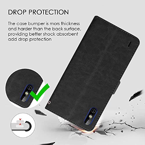 Image of Flip Cover Compatible for Tecno Spark Go | Premium Leather Finish | Inbuilt Pockets & Stand | Flip Cover Back Case for Tecno Spark Go (Black)
