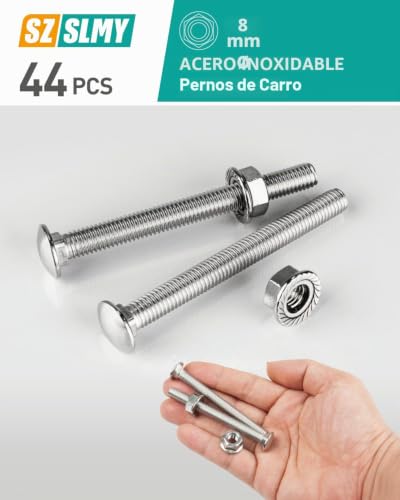 Miniatura 4 de 44 Piezastornillos De Cabeza Redonda Plana, M8 X 80 Mm Pernos Tornillos De Carruaje De Acero Inoxidable, Tornillos Con Tuercas De Brida Hexagonales, Pernos De Cabeza De Armadura M8