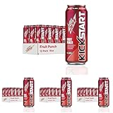 Mountain Dew Kickstart, Fruit Punch, 92mg Caffeine, Vitamins B & C, 80 Calories, 5% Juice, 16 fl oz (12 Count) (Pack of 4)