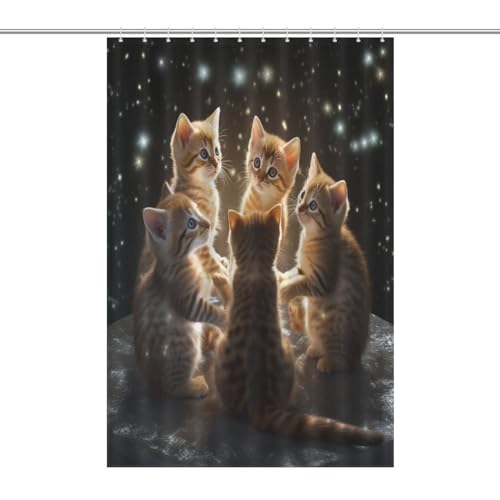 Rideau de douche chat imperméable en polyester 122x183cm