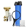 SimPure 40 Micron Spin Down Sediment Filter Combine with 20 inch Whole House Water Filter Housing System, Pre-Filtration System for Well Water and City Water, Better Filtration (DC5P + DB20P)
