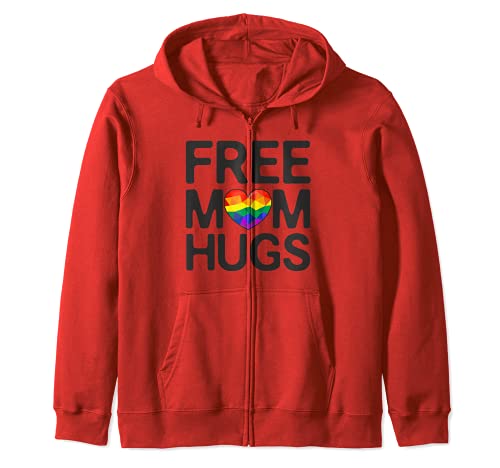 LGBT Free Mom Hugs Big Heart Love Rainbow Flag Gay Pride Sudadera con Capucha