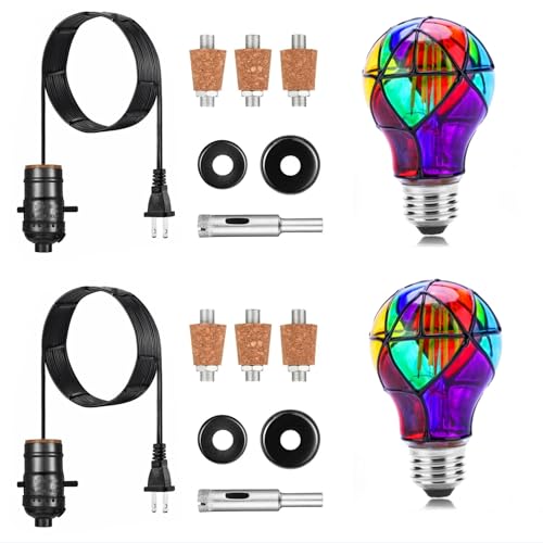 Lpraer 2 Set DIY Wine Bottle Lamp Kit with E26