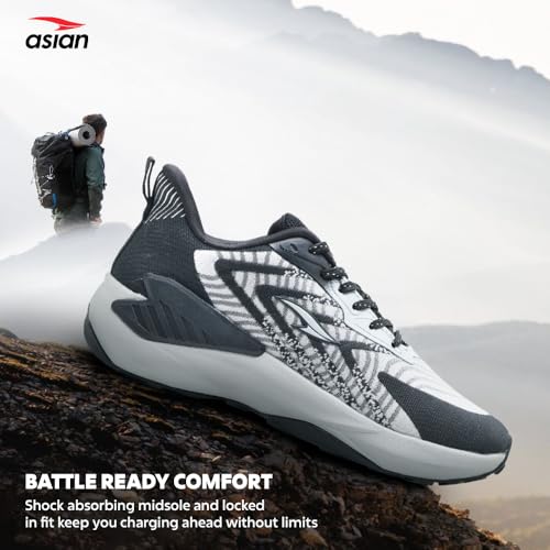 Image of ASIAN EVEREST-08 Men's Trekking Shoes | Lightweight Hiking Shoes with Superior Grip, Memory Foam Cushion | Arch Support, Durable Design Shoes for Boys