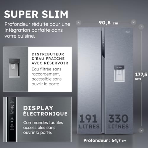 HAIER Réfrigérateur américain 521 HSR3918EWPG - vue 5