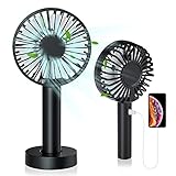 2021 Mini Handheld Fan, USB Desk Fan Portable Personal Cooling Fan with Power Bank Rechargeable Battery Powered Handfan for Home Office and Travel (Black)