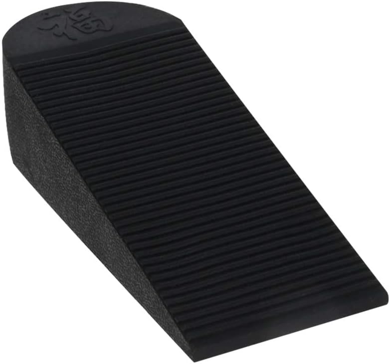 MroMax Rubber Door Stopper Security Door Stop Modern Wedge Floor Non-Scratching Doorstop Black 3pcs