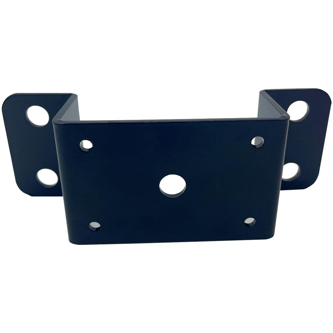 4 soportes de bolsillo resistentes de 2 x 4 pulgadas, para postes de madera de madera o postes de estacas de acero, agujeros para montar camas planas y camiones, color negro