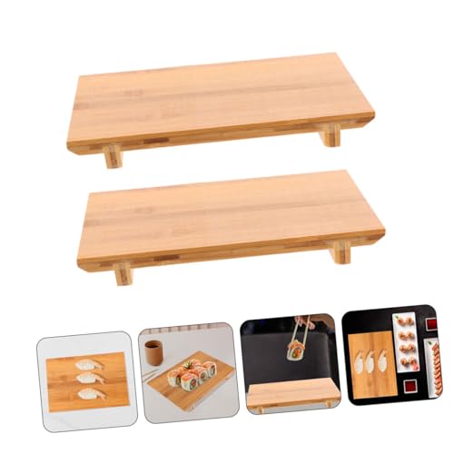 Platos para sushi de bambú estilo japonés 2 piezas miniatura 6