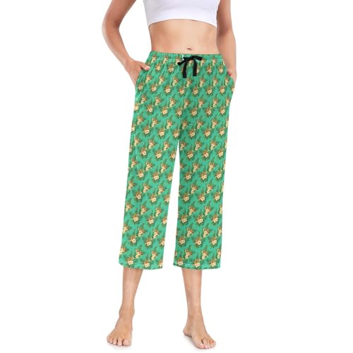 Pantalon de pyjama décontracté en tissu doux style tropical pour nuit et homewear