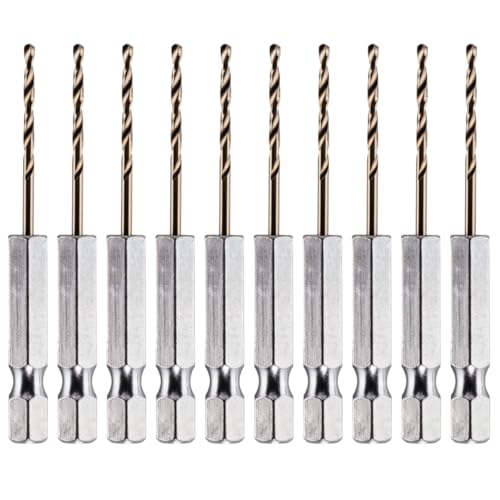 Rennie Tools - Box of 10 x 1mm Hex Shank HSS Gold Cobalt Jobber Drill Bit Set For Stainless Steel, Hard Metals, Aluminium, Cast Iron, Copper. Twist Drill Bit Sets. 1mm Drill Bits Metric Drill Set