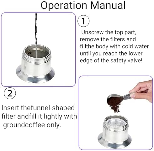 Moka Pot Espresso Maker 50ml Single Tube Aluminum Alloy Spout 1 Cup Italian Coffee Maker for Camping Travel Outdoor Parties, Silvery — view 5