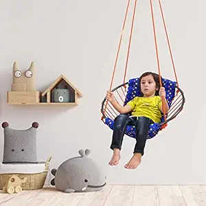 DARKZONE Sling Hanging Chair Swing for Child, Perfect Round Shape Hanging Swing | Baby Swing | New Model Swing | Hammock Swing for Kids | Swing for Indoor/Outdoor|Tree Swing (Blue Orange)