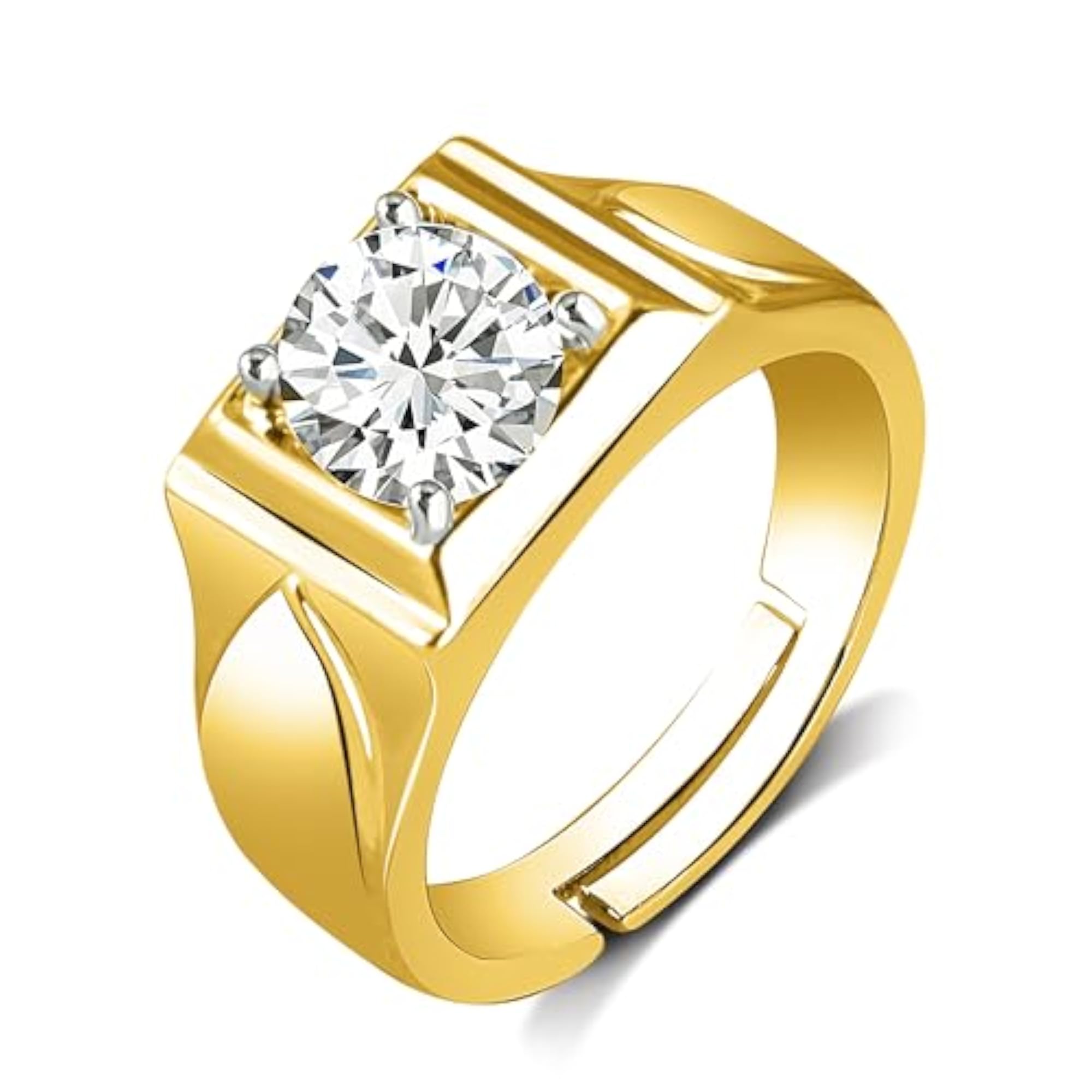 Stylish Adjustable American Diamond Silver Finger Ring