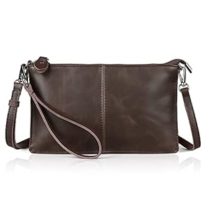 befen Damen Umhängetasche, Echt Leder Handtasche Damen Klein mit Reißverschluss und Schultergurt Damen Portemonnaie für Weihnachten, Handtasche Damen Klein mit Handgelenkschlaufe, Mokkabraun