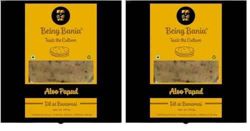 Image of Being Bania Aloo Papad - 100% Natural | Banarasi Aloo Papad | 450Gm | Aloo Flavour Fryums | Indian Snack Papad (Pack of 2)