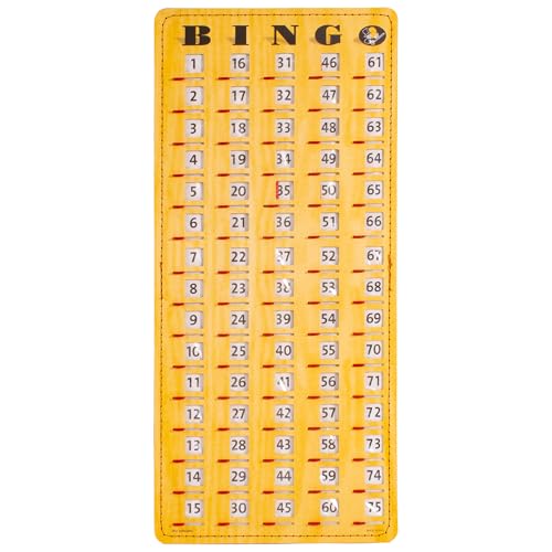 MR CHIPS Jam-Proof Finger Tip Master Bingo Card with Sliding Windows Large Cardboard Calling Cards Woodgrain Style