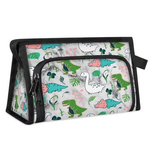 Borsa per cosmetici da viaggio in marmo artistico dinosauro per donne uomini bambini ragazze ragazzi struttura versatile borsa per il bucato per articoli da toeletta organizzatore da