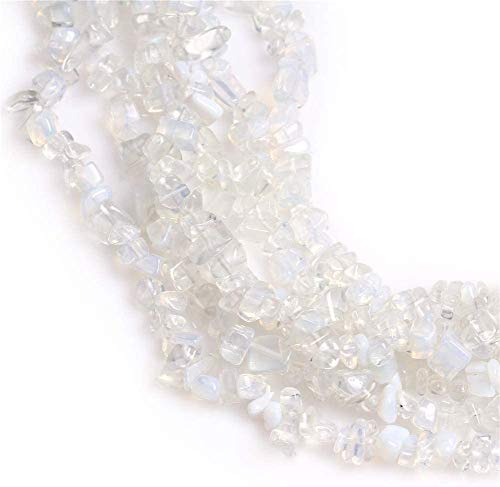Image of 5-8mm White Opalite Chips Natural Chip Stone Beads for Jewelry Making | Semi Precious, Loose Gemstone, Healing Crystal, Rocks, 230Pcs Strand, Drilled, DIY Bracelets Necklaces Earrings Crafts Supply
