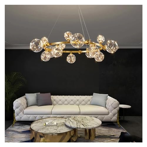 Lustre salon moderne à boule de verre pour illuminer vos soirées en famille