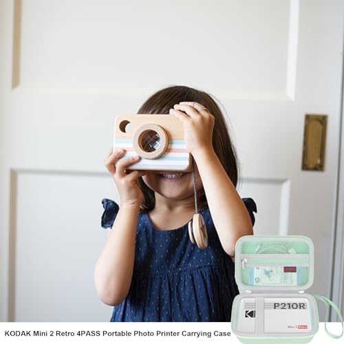Image of Elonbo Carrying Case for KODAK Mini 2 Retro 2x3 inch P210R 4PASS Portable Photo Printer, Kodak Mini Instant Digital Camera Hard Travel Bag Storage Holder, Pocket Fits Film Cartridge, Green