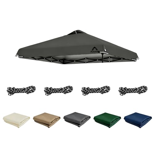 8x8ft Canopy Replacement Top Cover with Air Vent UV Protected & Waterproof Pop-up Canopy Roof Adjustable Elastic Straps for Outdoor Patio Garden Sun Shade Tent (Frame not Include) (Dark Gray)